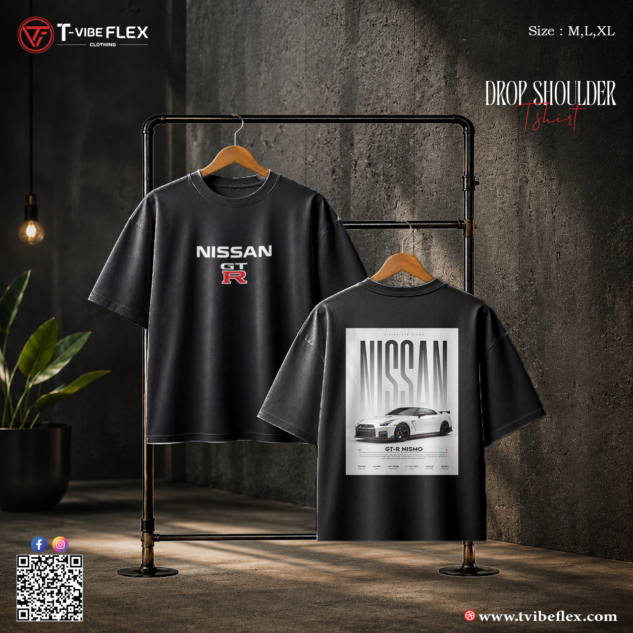 Nissan GT-R Drop Shoulder T-shirt - Image 5