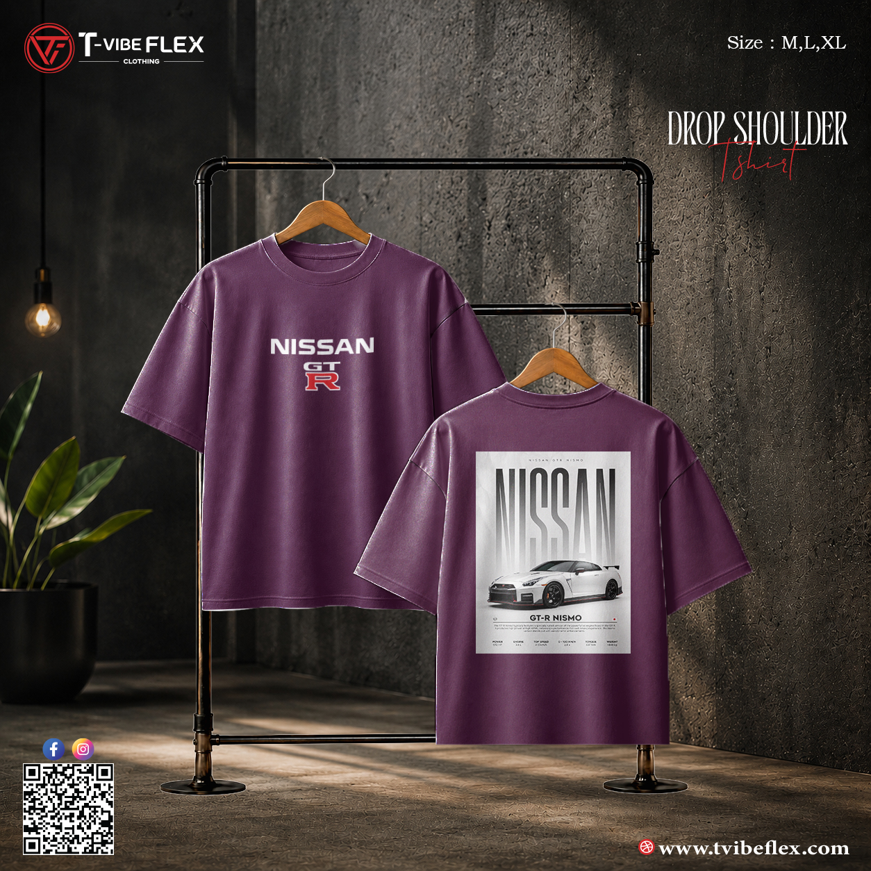 Nissan GT-R Drop Shoulder T-shirt - Image 4