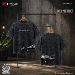 Acid Wash Drop Shoulder T-Shirt (Porsche-dual)